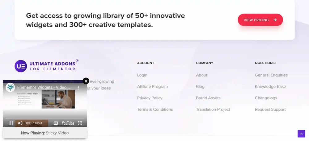 Ultimate Addons Floating Bar