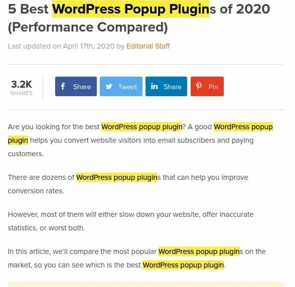 Focus Keyword Usage