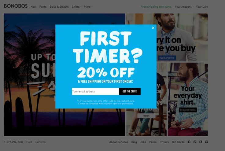 Bonobos Discount Popup