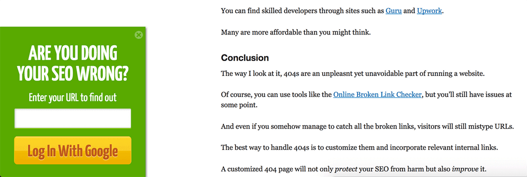 Quicksprout CTA Example