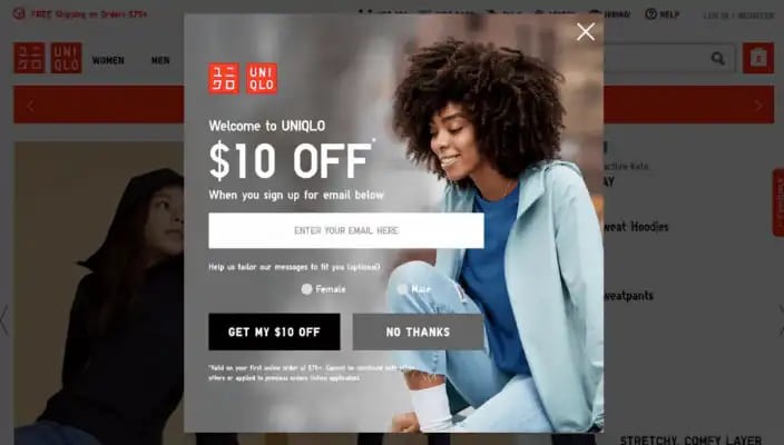 Uniqlo Lightbox Popup Example