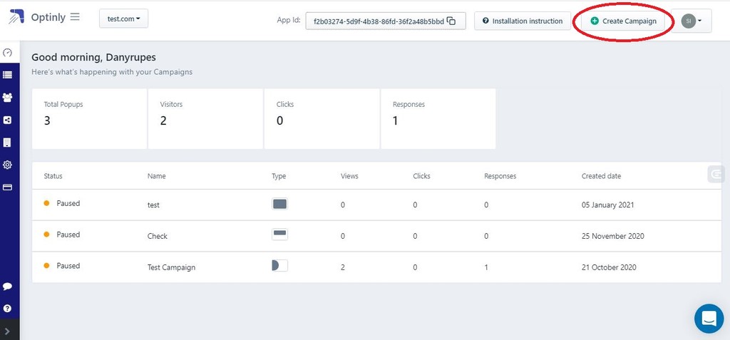 Optinly Dashboard