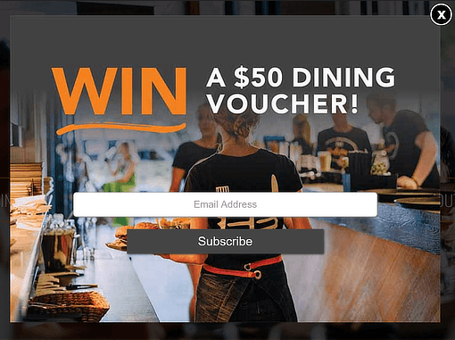 Example of a exit intent popup