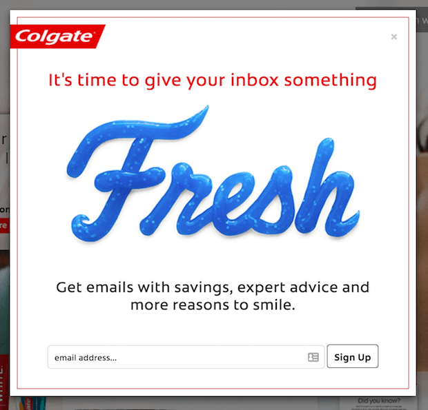 Popup from Colgate