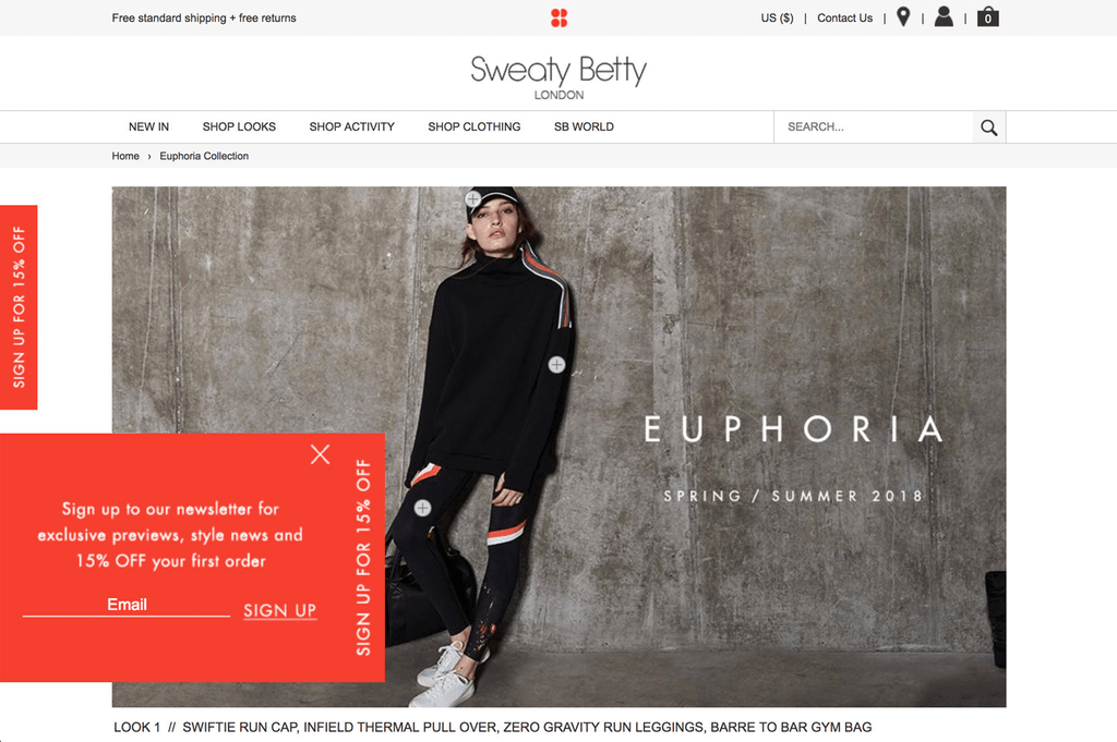 Sweaty Betty Floating Sidebar