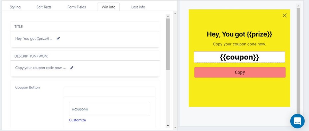 Customize Campaign Win Message