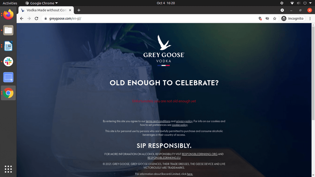 Grey Goose being responsible