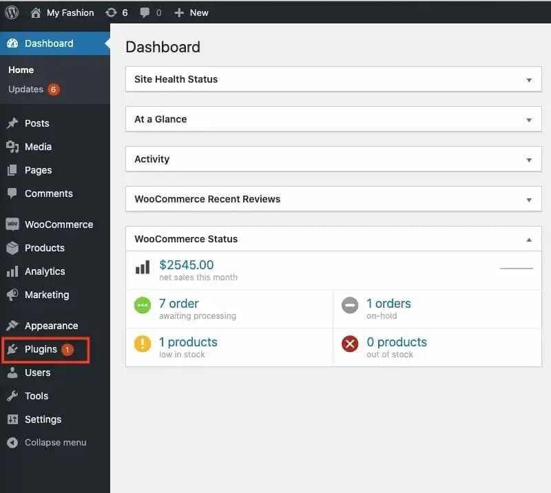 WordPress Dashboard