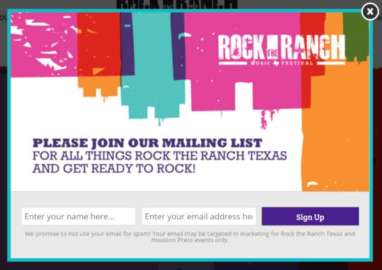 Example of a colorful exit intent popup