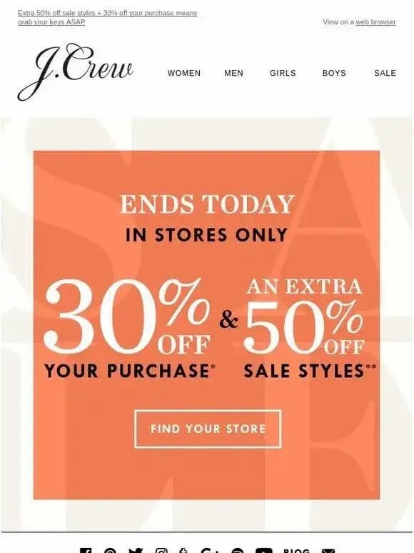 JCrew Email Marketing Example