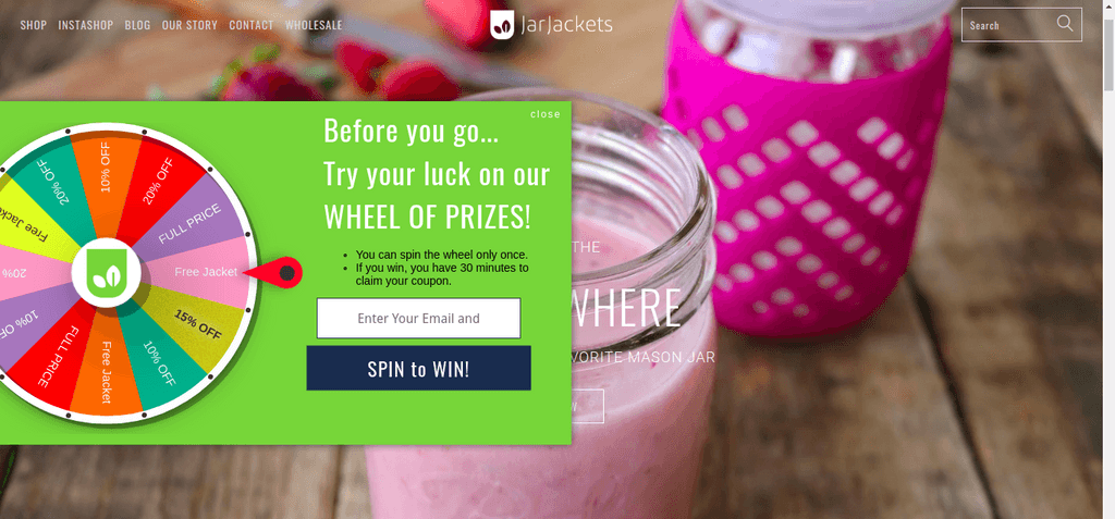 Jar Jackets Exit Popup Example