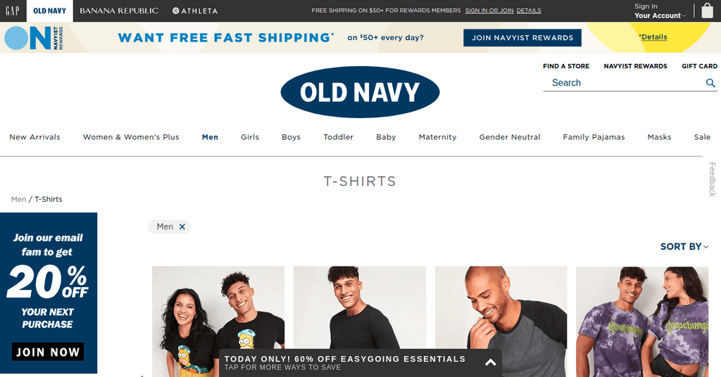 Old Navy subtle popups