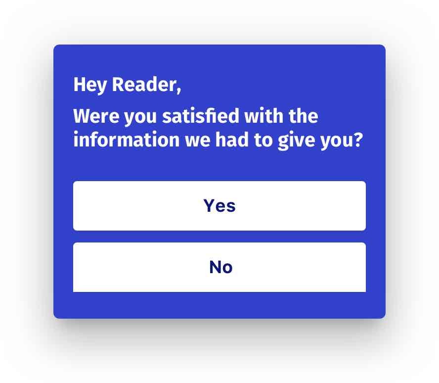 Exit Survey Popup Example