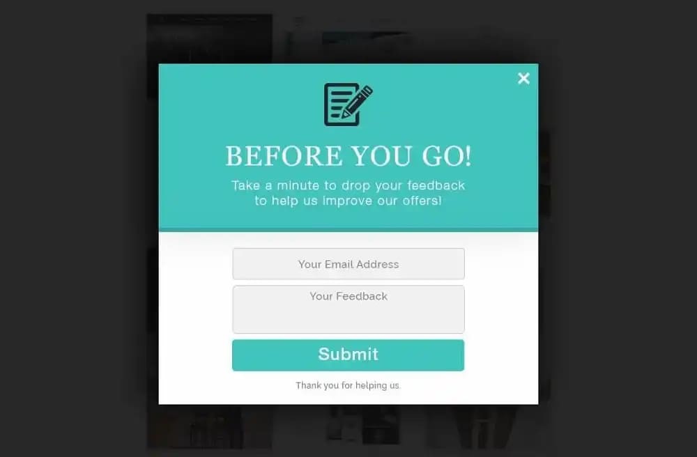 Survey Lightbox Popup Example