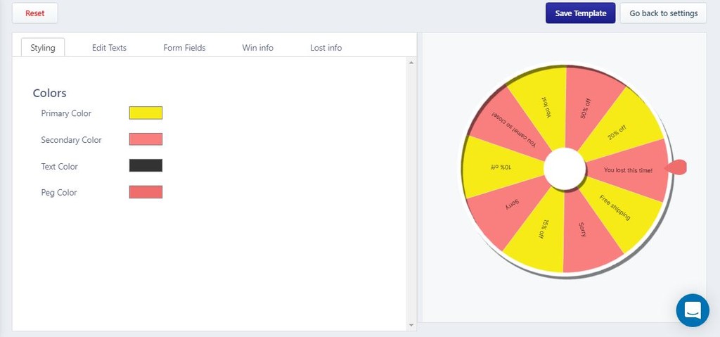 Customize Spin to Win Template