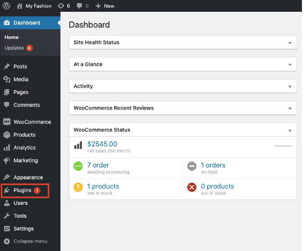 Wordpress Dashboard