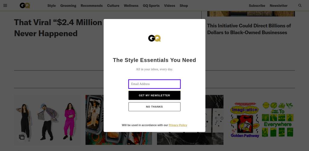 GQStyle Exit Popup