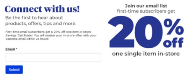 Bed Bath and Beyond offering discount for new subscribers